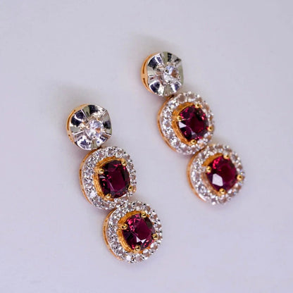 Natural Spinel and White Sapphire 18K Yellow Gold Halo Earrings