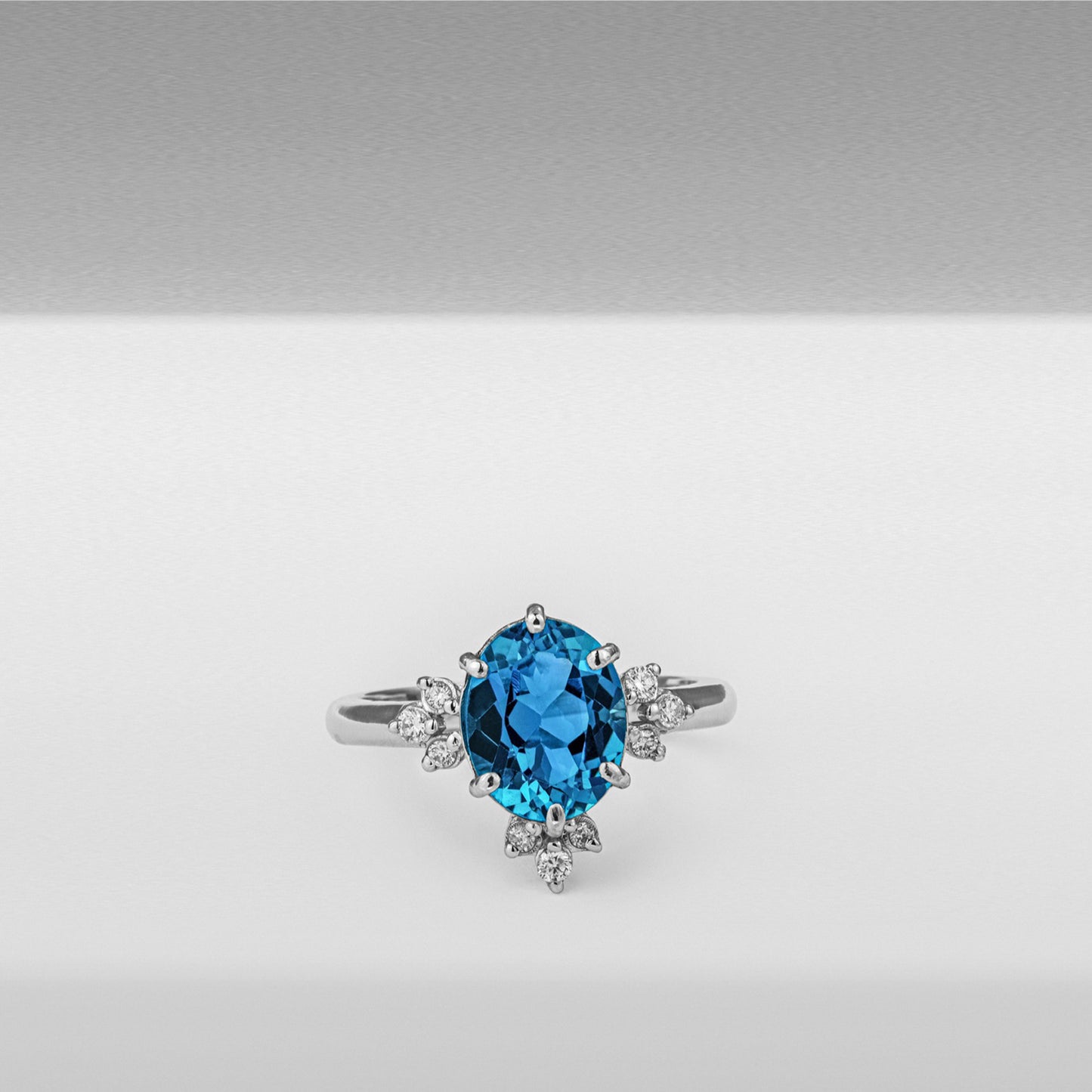 Natural Blue Topaz and Diamond 14K Yellow Gold Ring