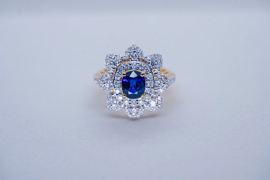 GIA certified Burmese blue sapphire ring