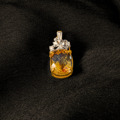 Natural Citrine and Diamond Sunlit 18K Yellow Gold Pendant