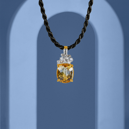 Natural Citrine and Diamond Sunlit 18K Yellow Gold Pendant